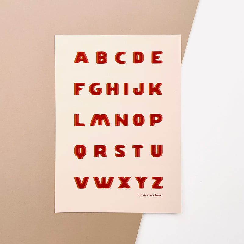 Typo Alphabet print - Pink & Orange