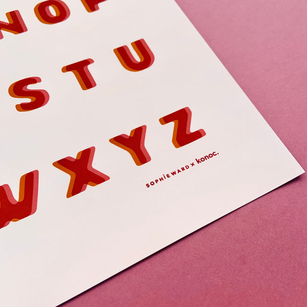 Typo Alphabet print - Pink & Orange