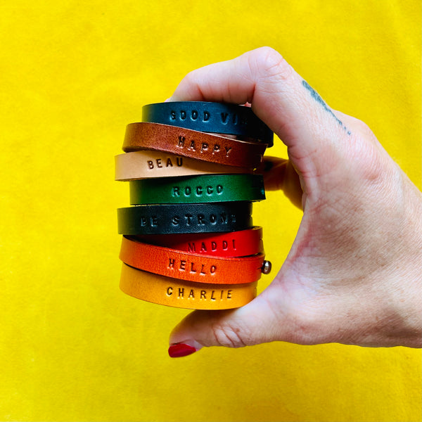 KONOC personalised leather bracelets