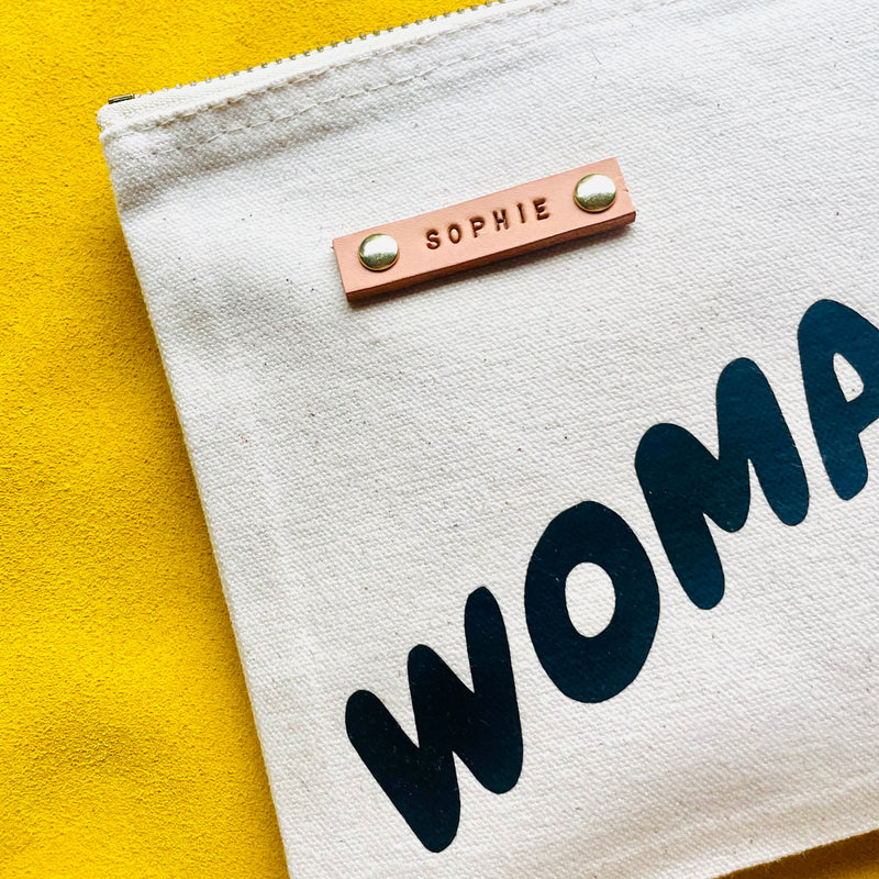 WOMAN UP PERSONALISED CANVAS POUCH