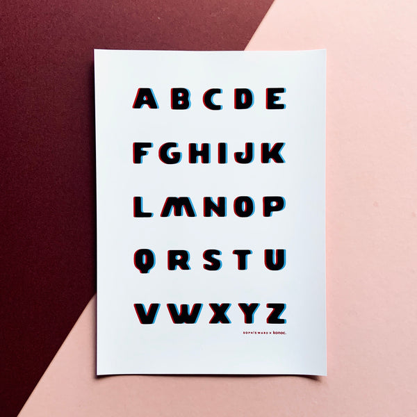 Typo Alphabet print - Anaglyph