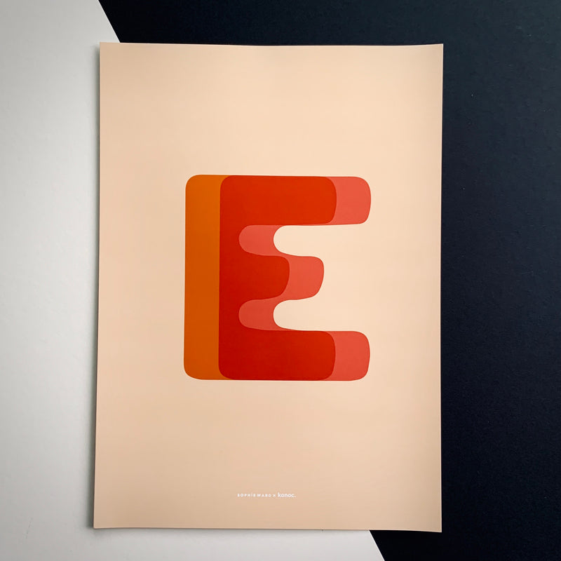 Typo Initial print - Pinks & Orange