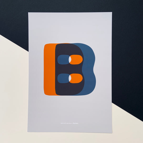 Typo Initial print - Blue & Orange