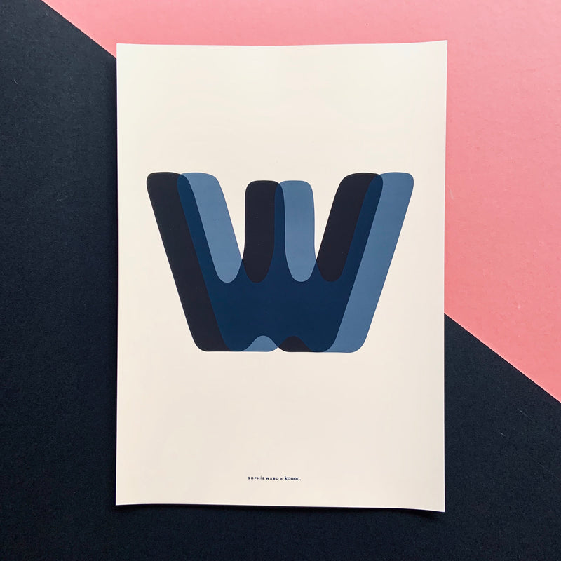 Typo Initial print - Blue & Black