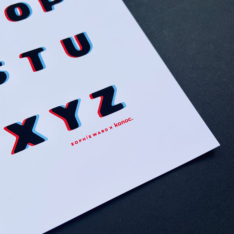 Typo Alphabet print - Anaglyph